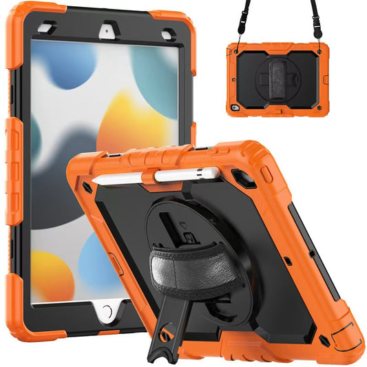 Robustrion iPad 10.2 Armor Case with 360° Rotating Hand Strap for Full Protection - Orange
