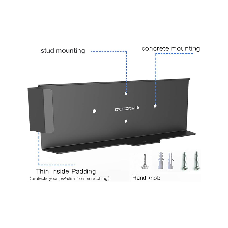 Durable PS4 Slim Wall Mount with Thin Padding for Scratch Protection