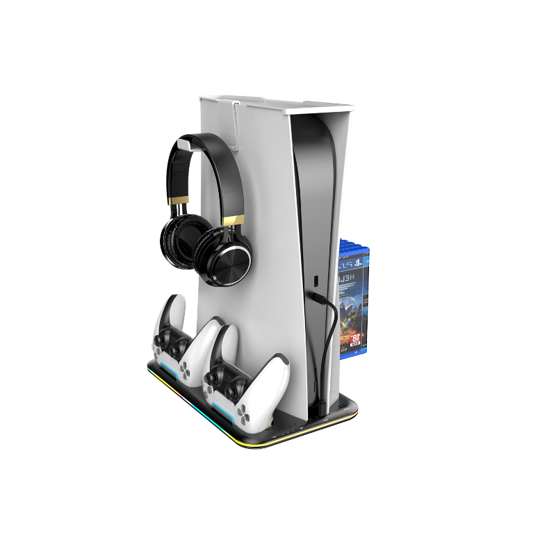 PS5 RGB Vertical Stand Cooler & Dual Controller Charger - 6 Game Slots- BeezSpeed