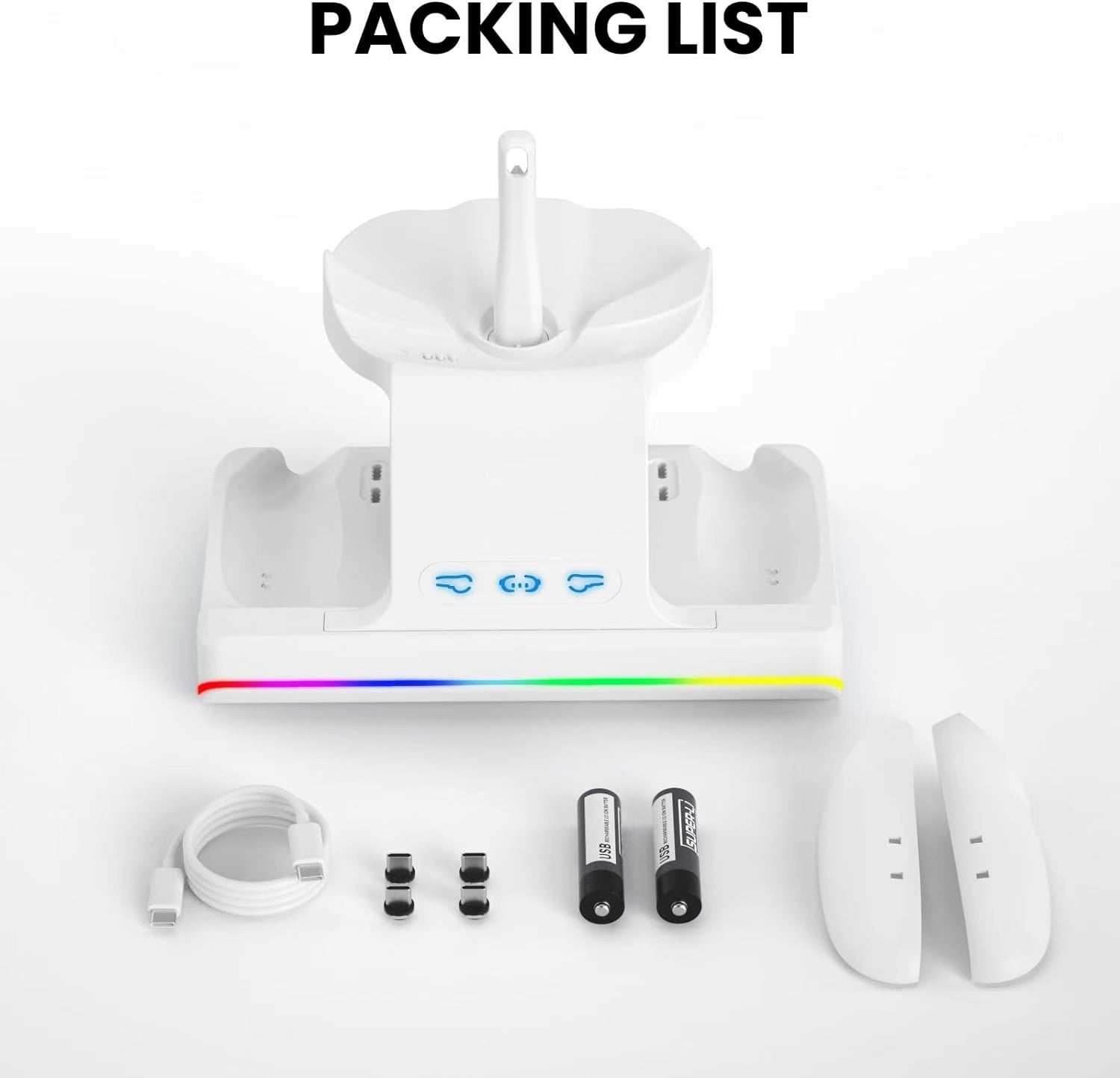 Fast Charging Dock for Meta Quest 3 - Includes Rechargeable Batteries and LED Modes
