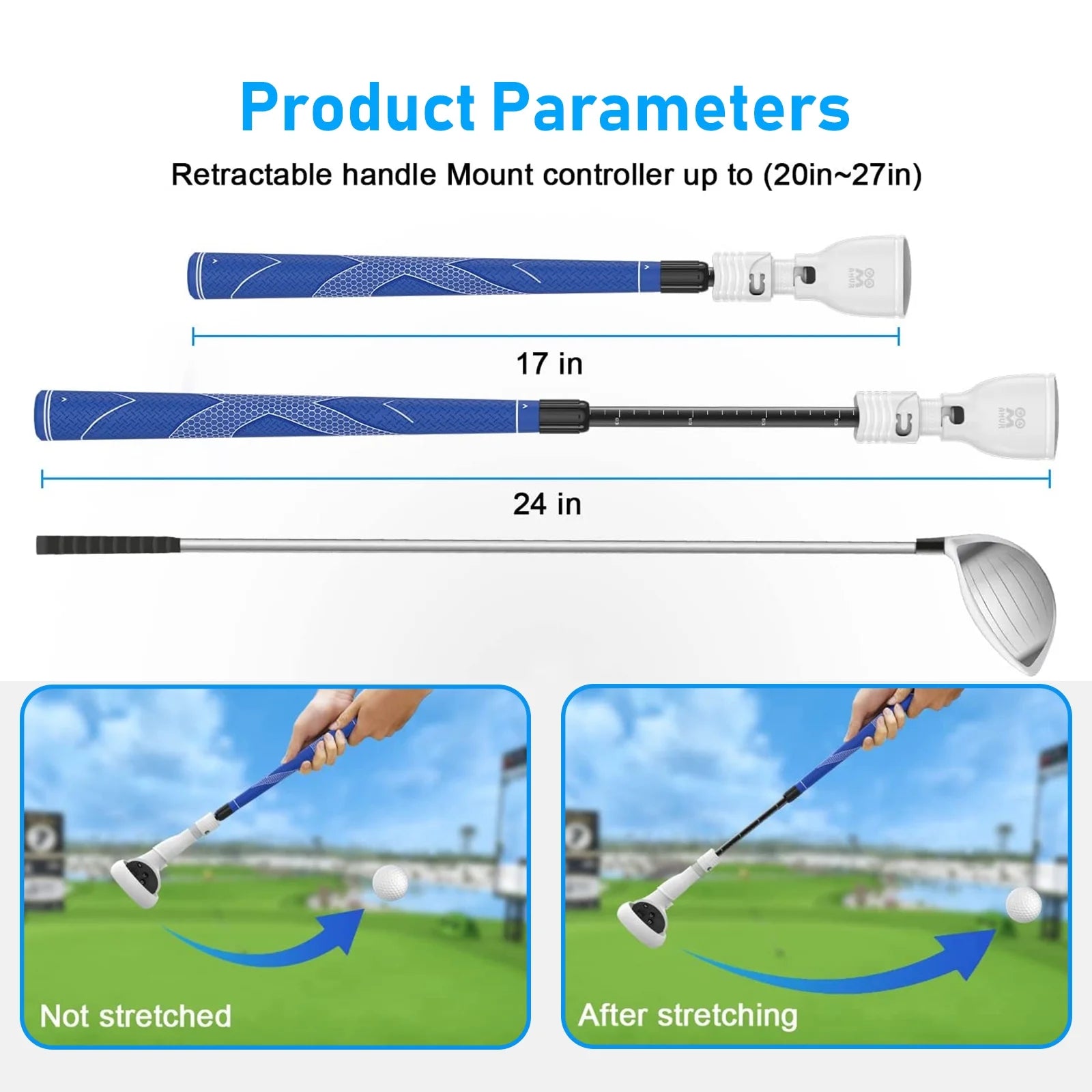 Parameters Meta Quest 2 VR Golf Club Handle - Adjustable Grip for Immersive Gameplay - BeezSpeed