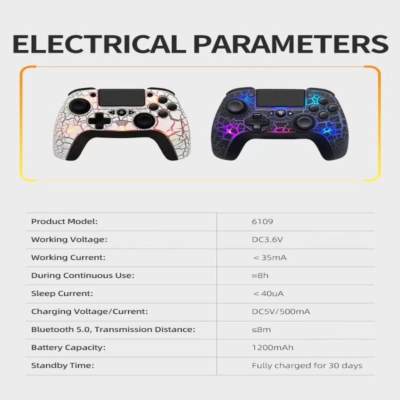 Parameters Wireless RGB Gaming Controller for PS4 with 8 LED Lights - BeezSpeed