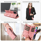 Pink Magnetic Trifold Wallet CaseSamsung/iPhone - Retro Leather Design BeezSpeed
