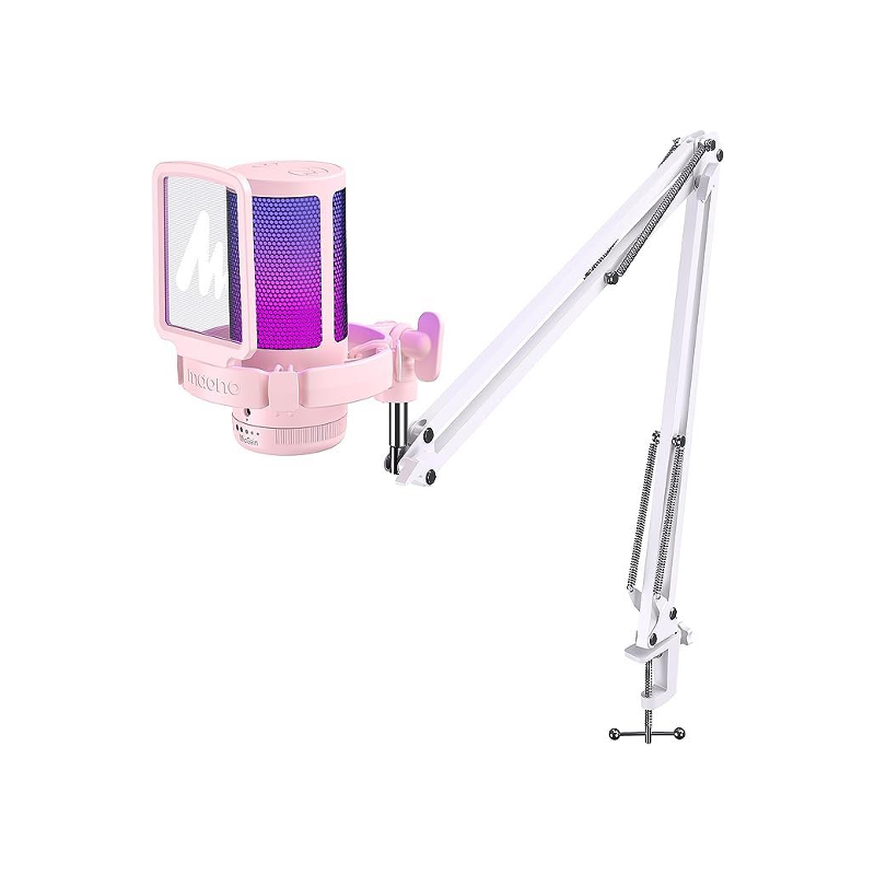 Pink MAONO DGM20S USB Gaming Microphone - Noise Cancellation & RGB Lighting BeezSpeed
