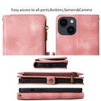 Pink Magnetic Trifold Wallet Case for Samsung/iPhone - Retro Leather Design BeezSpeed