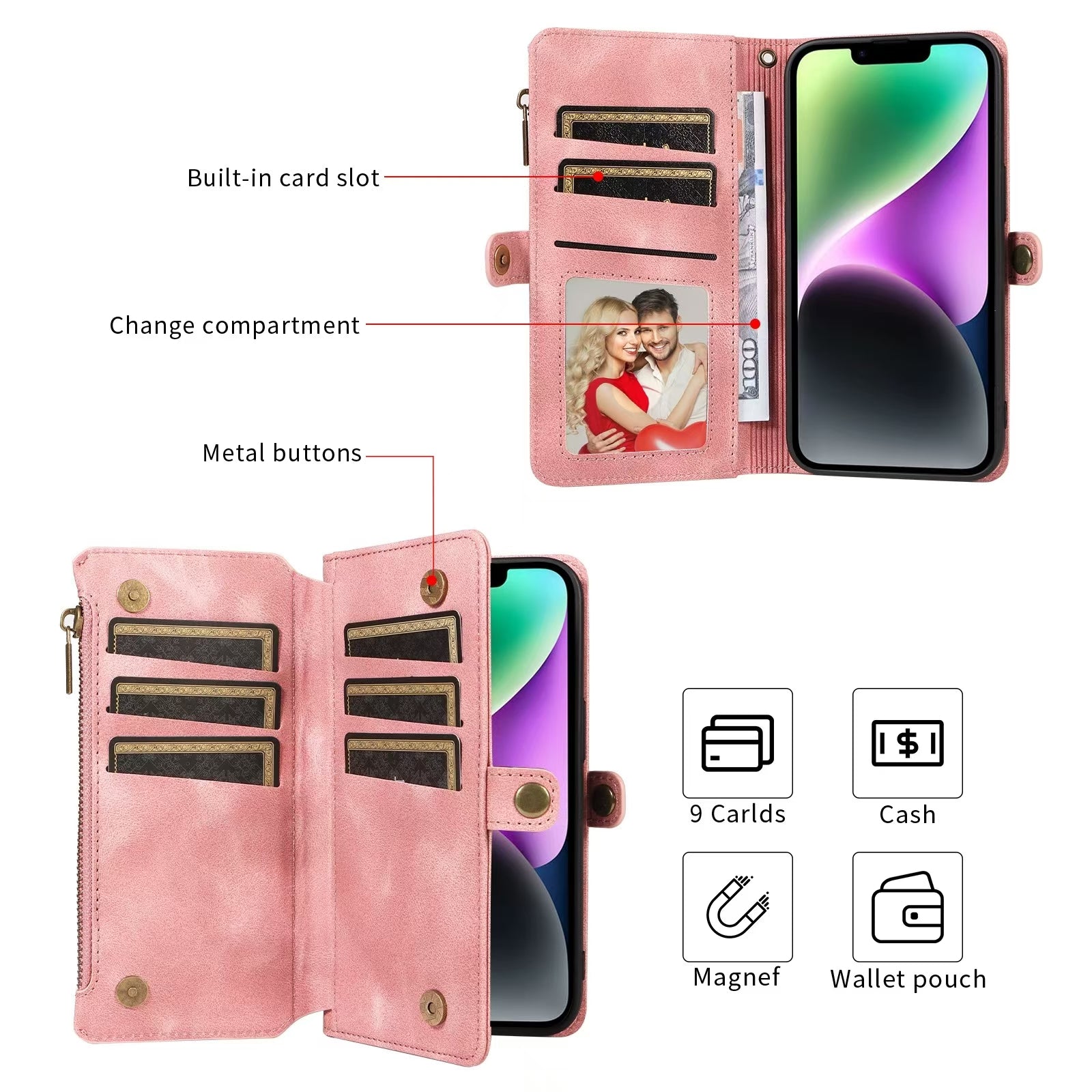 360-Degree Full-Body Protection Wallet Case for Samsung Galaxy and iPhone