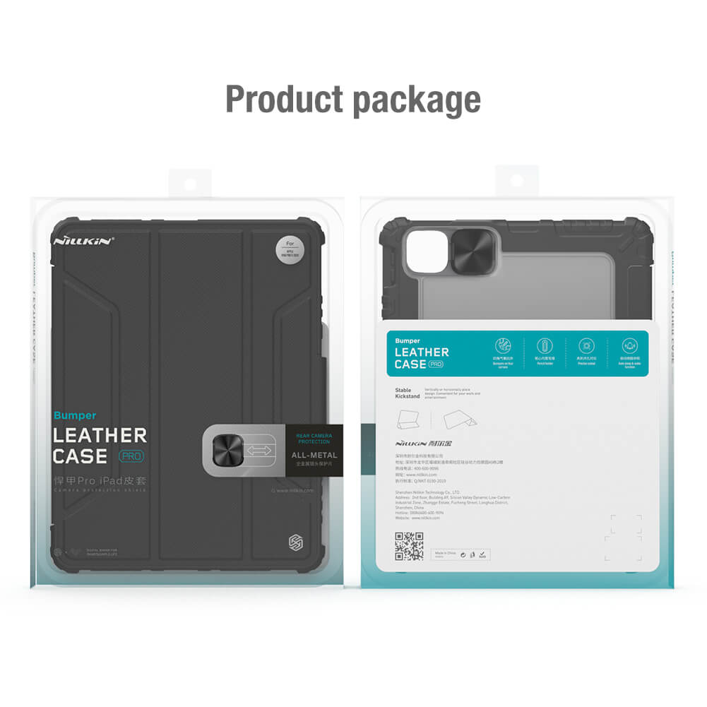 Product Package NILLKIN Bumper Pro iPad 10.2 Leather Case - Slide Camera Cover & Pencil Holder - BeezSpeed