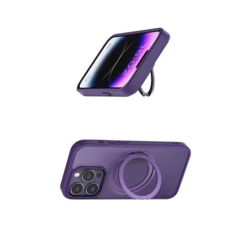 TPU iPhone Case with Magnetic Design and Metal Bracket - Available in Purple, White, Black