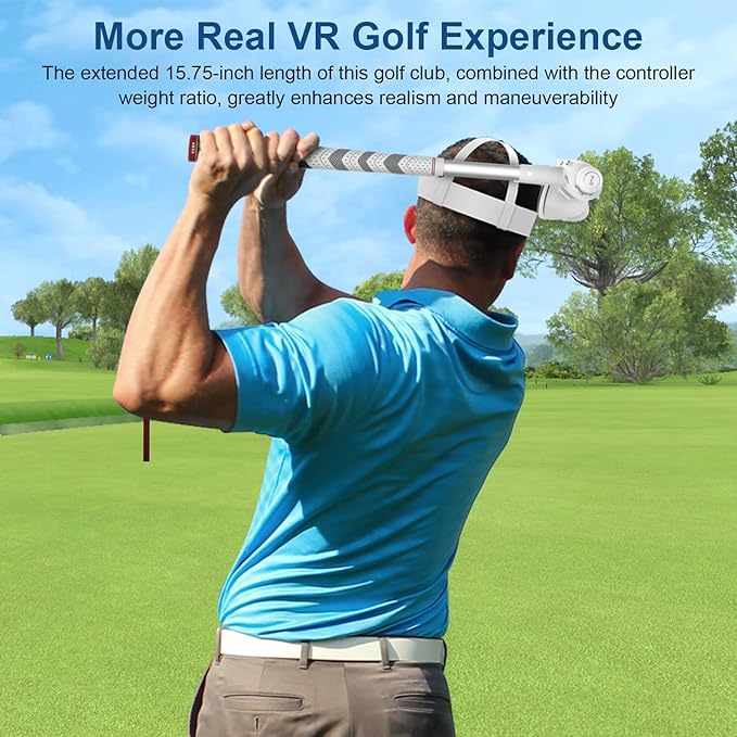 AMVR Golf Club Attachment for Meta Quest 3 - Non-Slip Grip Design - 15.75Inch Length Real VR Golf Experience