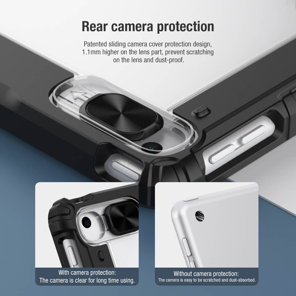 Rear Camera Protection  NILLKIN Bumper Pro iPad 10.2 Leather Case - Slide Camera Cover & Pencil Holder - BeezSpeed