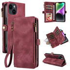 Red Magnetic Trifold Wallet Case for Samsung/iPhone - Retro Leather Design BeezSpeed