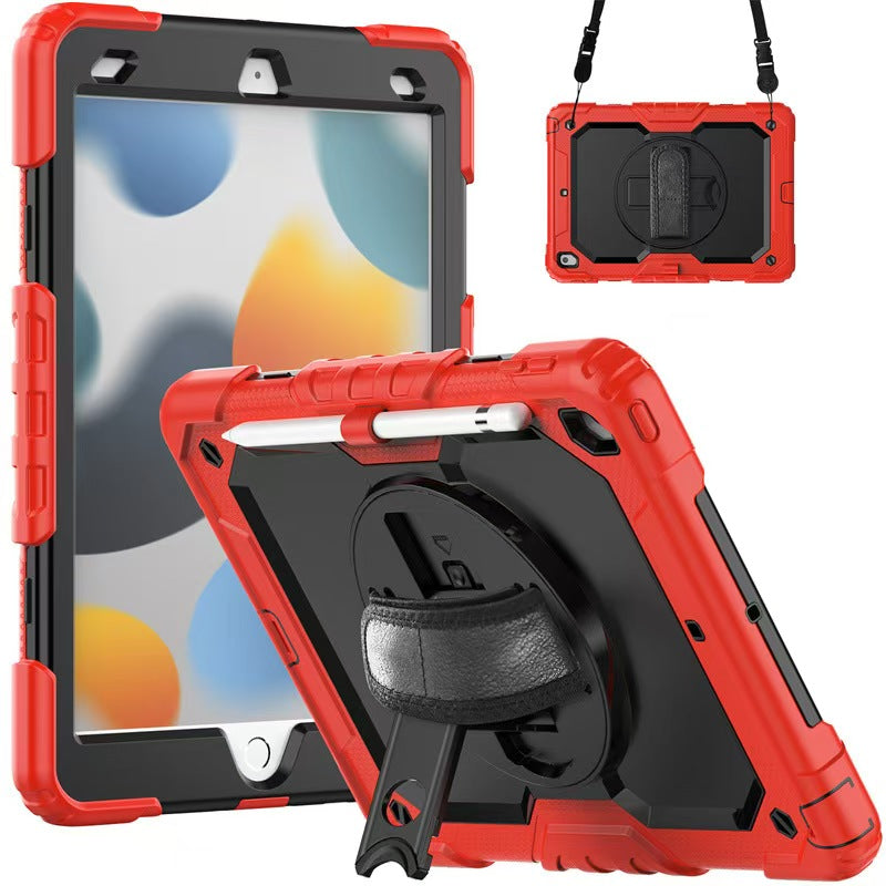 Red Robustrion iPad 10.2" Armor Case - 360° Rotating Hand Strap - BeezSpeed
