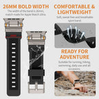 Rugged Apple Watch Strap – Silicone Sport Metal Connector | 42–49mm Compatibility Running, Hiking, Swimming