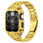 Rugged Stainless Steel Metal Apple Watch Strap 44mm/45mm – Shockproof Mod Kit | Gold
