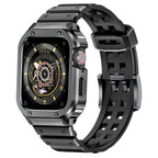 Rugged TPU & Stainless Steel Case Strap for Apple Watch [44mm/45mm] | Dark Silver