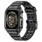 Rugged TPU & Stainless Steel Case Strap for Apple Watch [44mm/45mm] | Black -