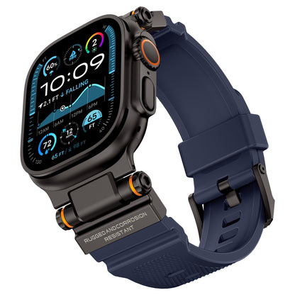 Rugged Apple Watch Strap – Silicone Sport Metal Connector | 42–49mm  | Blue