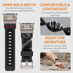 Rugged Apple Watch Strap – Silicone Sport Metal Connector | 42–49mm Compatibility Running, Hiking, Swimming
