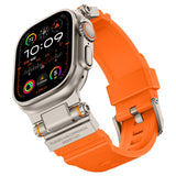 Rugged Apple Watch Strap – Silicone Sport Metal Connector | 42–49mm Orange