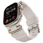 Rugged Apple Watch Strap – Silicone Sport Metal Connector | 42–49mm  | White