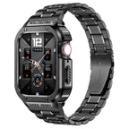 Rugged Stainless Steel Metal Apple Watch Strap 44mm/45mm – Shockproof Mod Kit | Black
