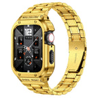 Rugged Stainless Steel Metal Apple Watch Strap 44mm/45mm – Shockproof Mod Kit | Gold