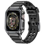 Rugged TPU & Stainless Steel Case Strap for Apple Watch [44mm/45mm] | Dark Silver