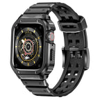 Rugged TPU & Stainless Steel Case Strap for Apple Watch [44mm/45mm] | Black -