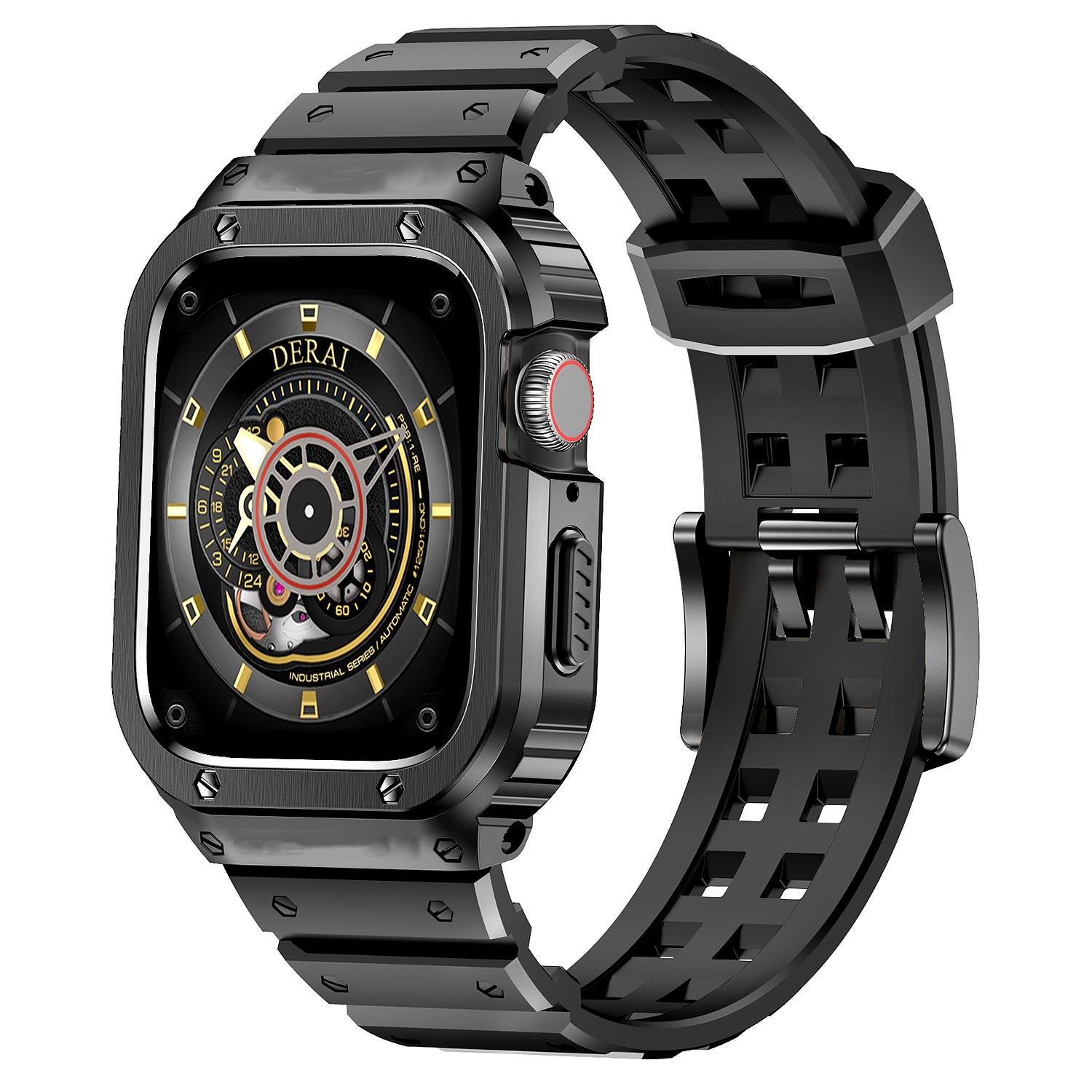 Rugged TPU & Stainless Steel Case Strap for Apple Watch [44mm/45mm] | Black -