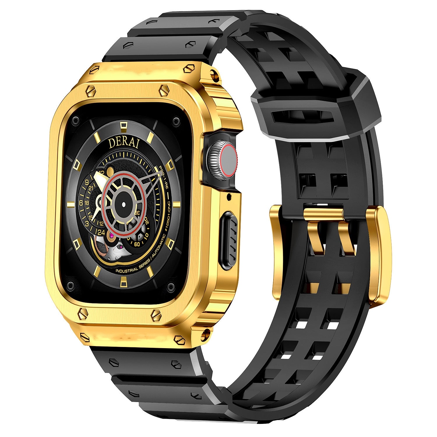 Rugged TPU & Stainless Steel Case Strap for Apple Watch [44mm/45mm] | Gold