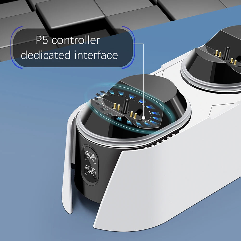 Smart PS5 Charger for DualSense Controllers with Voltage Control and Automatic Charging Pause