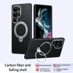 Samsung Galaxy S25/S25+/Ultra Carbon Fiber Rotating Ring Stand Case | MagSafe
