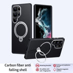 Samsung Galaxy S25/S25+/Ultra Carbon Fiber Rotating Ring Stand Case | MagSafe