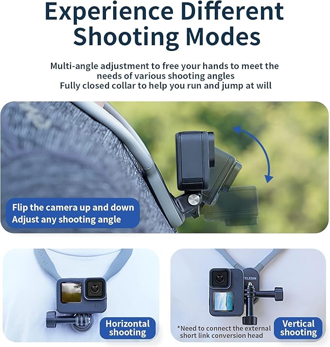 Adjustable TELESIN Plus Magnetic Neck Mount with Clip for Vertical and Horizontal Shooting - Shooting Modes - BeezSpeed