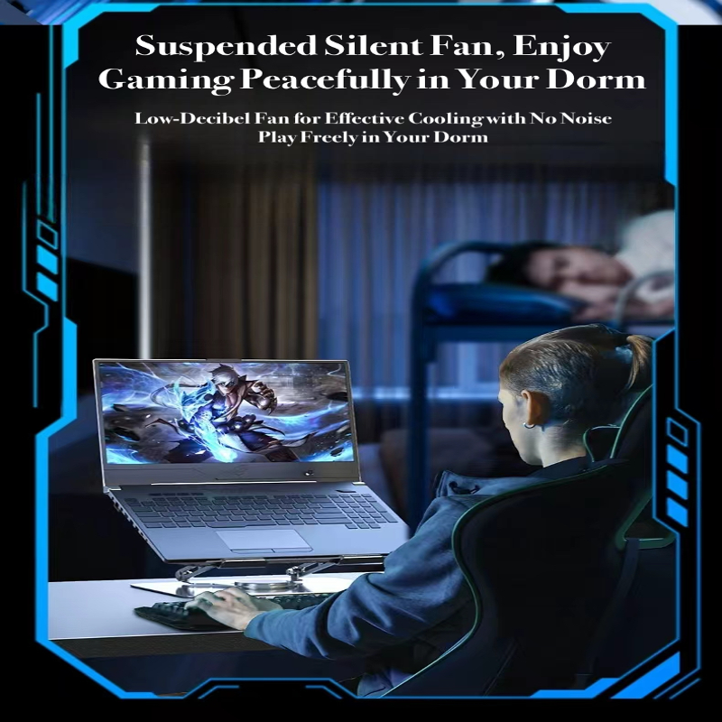 Silent Fan D21 Rotate Stand Laptop Cooler, Dual-Core Cooling Radiator - Adjustable Tablet - BeezSpeed
