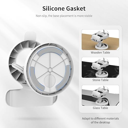 AMVR Universal VR Stand for Meta Quest 3/2, Pico 4 - Stable Dock - Silicone Gasket