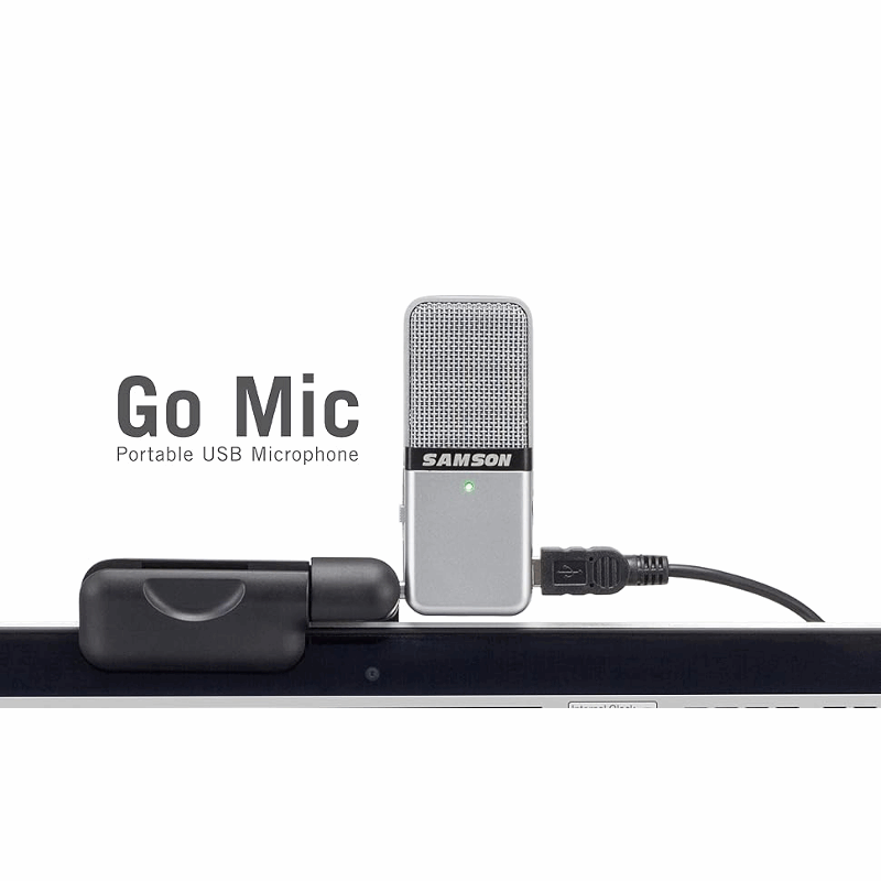 Compact Samson Go Mic USB Microphone with Headphone Output for Podcasting & Recording