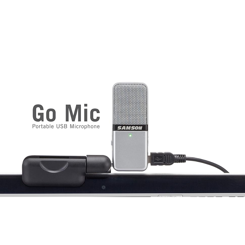 Compact Samson Go Mic USB Microphone with Headphone Output for Podcasting & Recording
