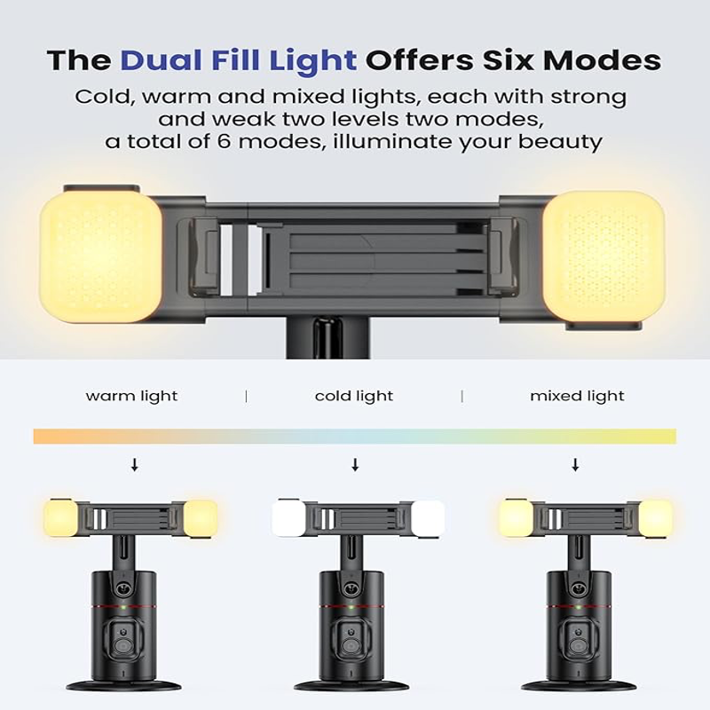 Six Modes warm/cold/mixed lights P02 Auto Face Tracking Tripod with 360° Rotation & Remote - Vlogging - BeezSpeed
