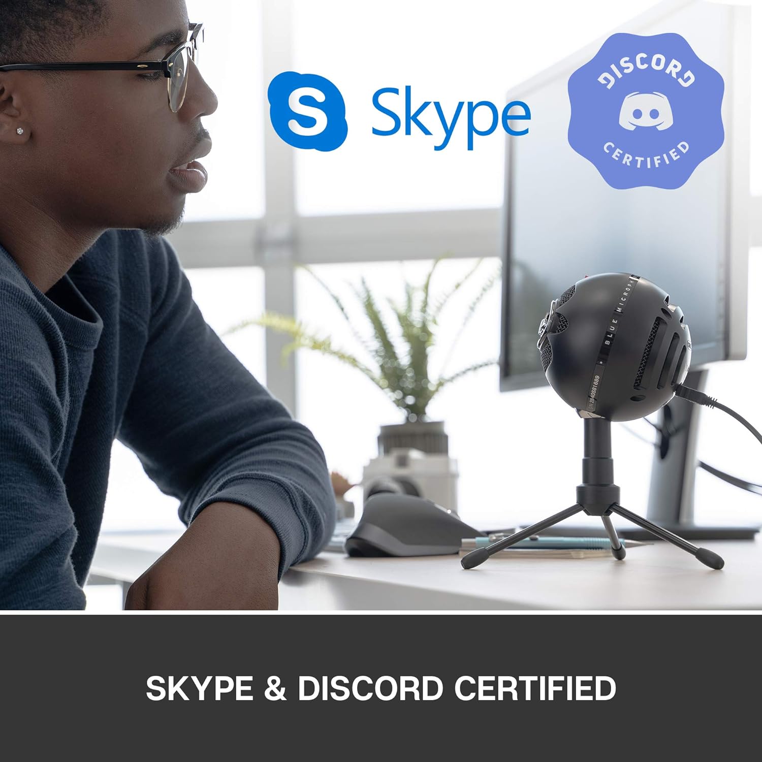 Cardioid USB microphone with high-quality sound capture, perfect for streaming, gaming, and online conferencing - Skype & Discord Certified