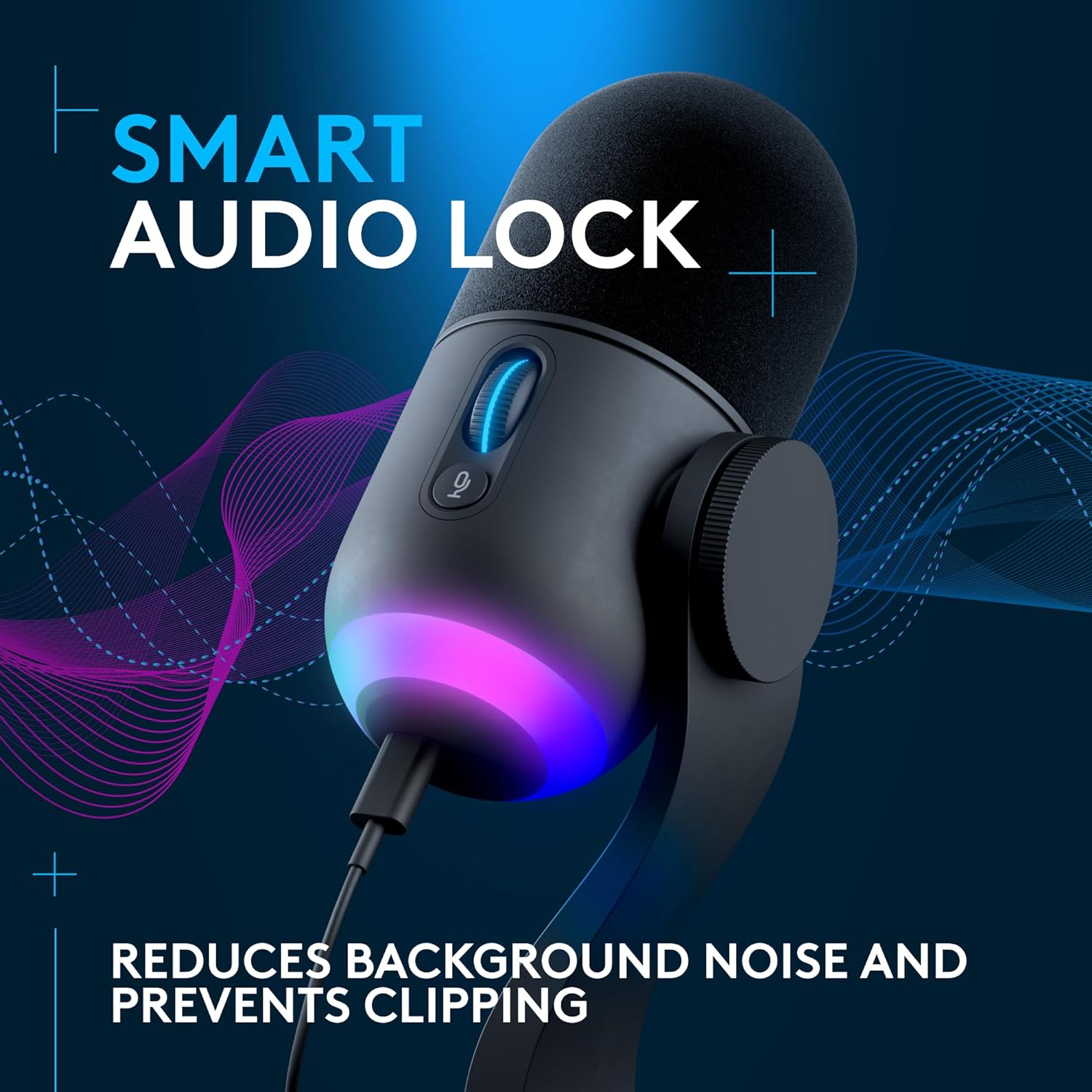 Smart Audio Lock  Logitech G Yeti GX RGB Gaming Microphone - Dynamic with Blue VO!CE - BeezSpeed