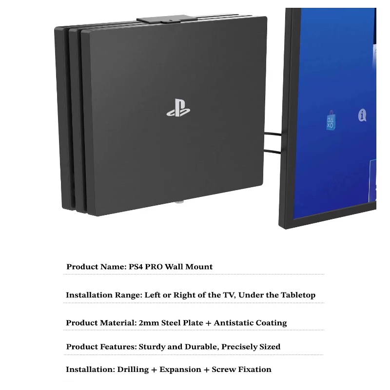 PS4 Pro Wall Mount with Metal Construction and Quick Heat Dissipation Design