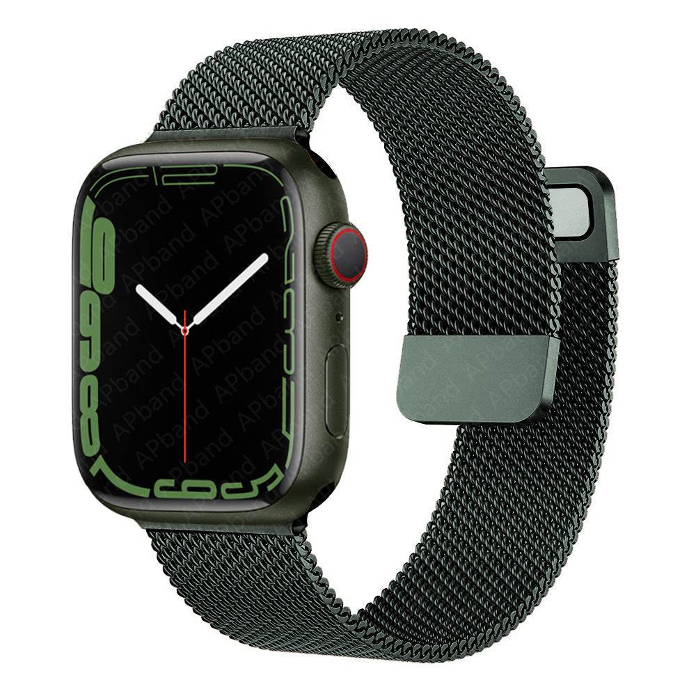 Stainless Steel Magnetic Mesh Apple Watch Strap 38–49mm Milanese Loop | Midnight Green