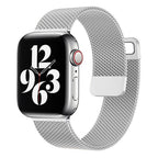 Stainless Steel Magnetic Mesh Apple Watch Strap 38–49mm Milanese Loop | Silver