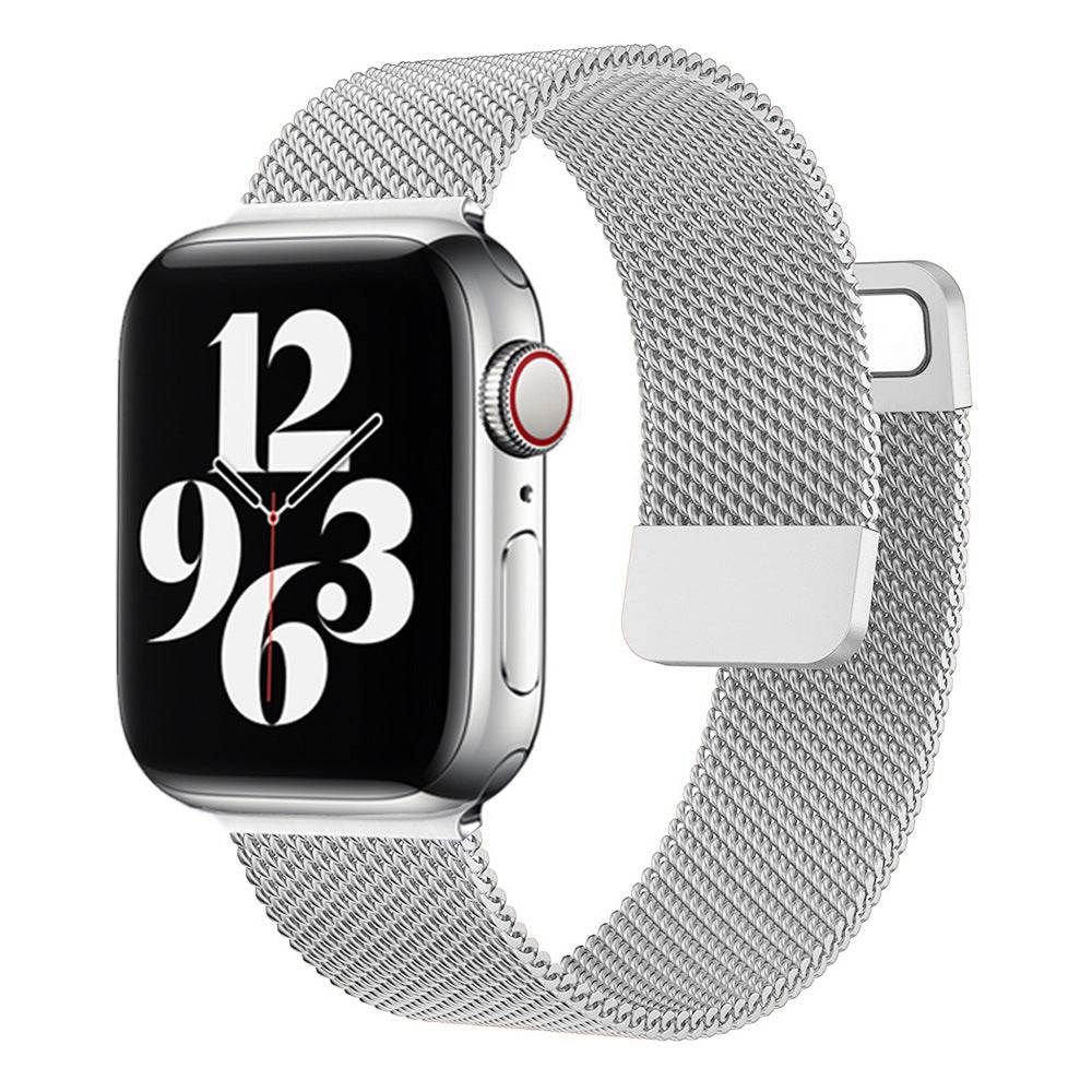 Stainless Steel Magnetic Mesh Apple Watch Strap 38–49mm Milanese Loop | Silver