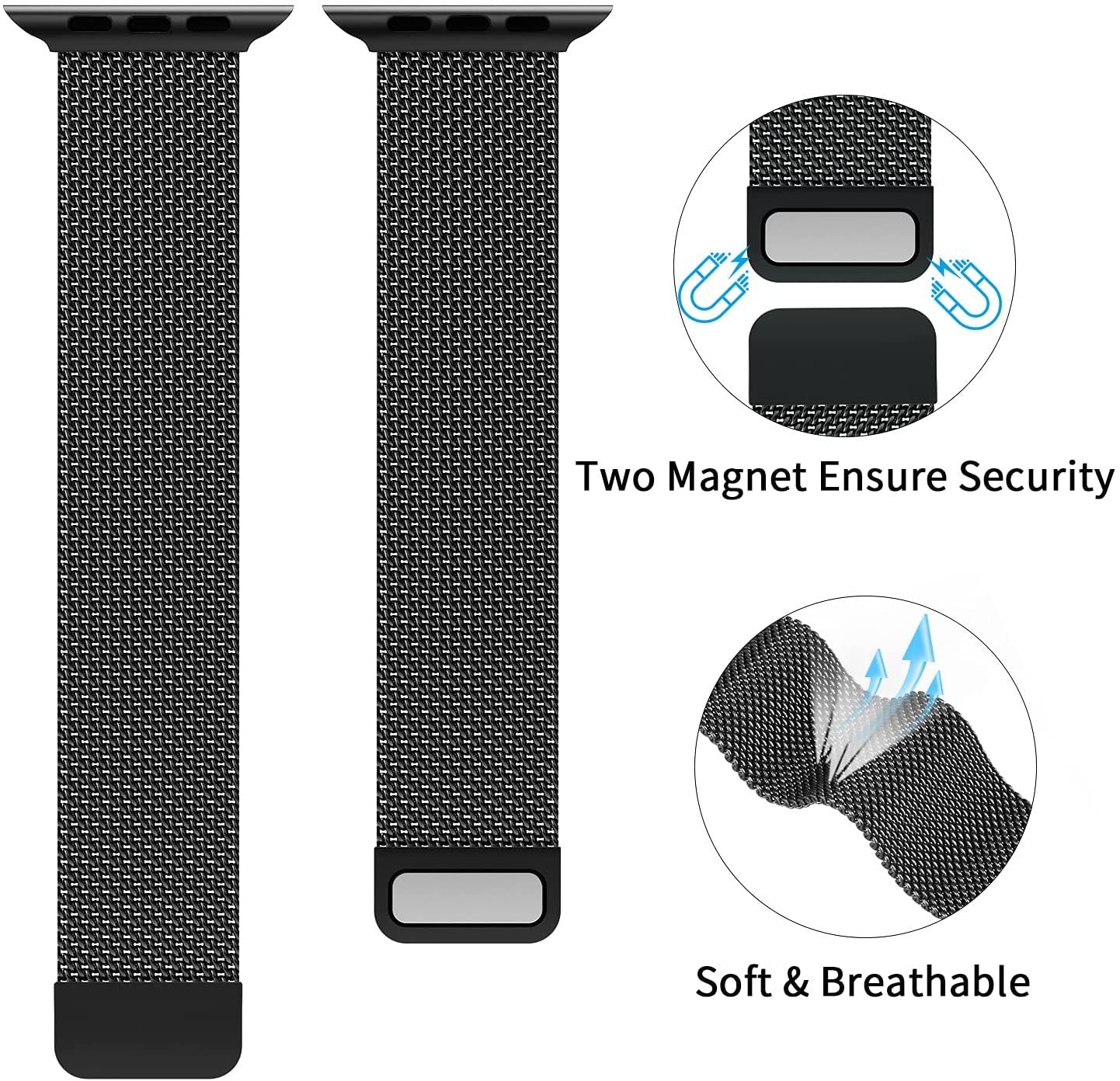 Stainless Steel Magnetic Mesh Apple Watch Strap 38–49mm Milanese Loop | BeezSpeed