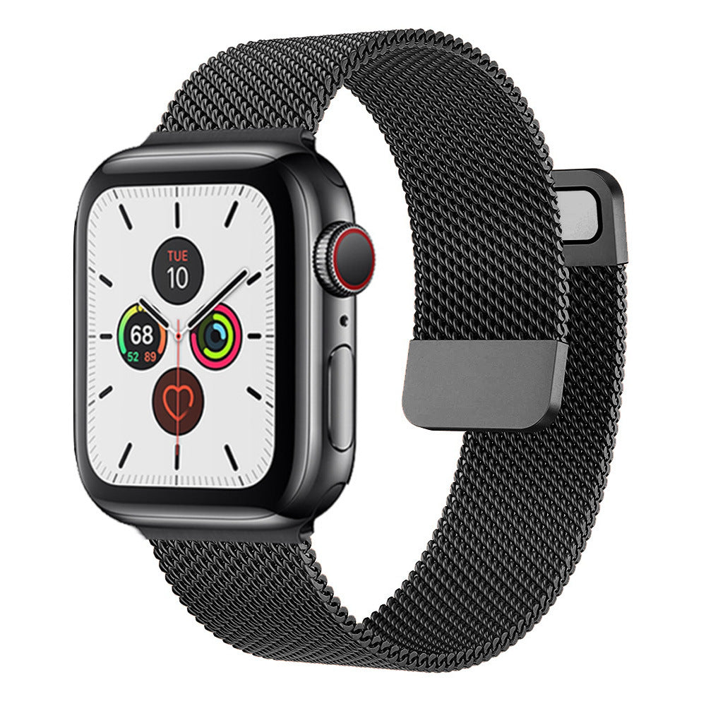 Stainless Steel Magnetic Mesh Apple Watch Strap 38–49mm Milanese Loop | Black