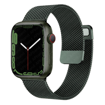 Stainless Steel Magnetic Mesh Apple Watch Strap 38–49mm Milanese Loop | Midnight Green