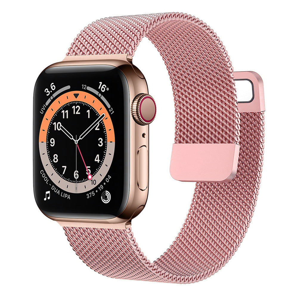 Stainless Steel Magnetic Mesh Apple Watch Strap 38–49mm Milanese Loop | Pink