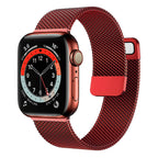 Stainless Steel Magnetic Mesh Apple Watch Strap 38–49mm Milanese Loop | Red